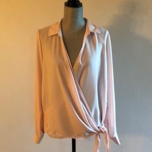 Blush pink crossover blouse